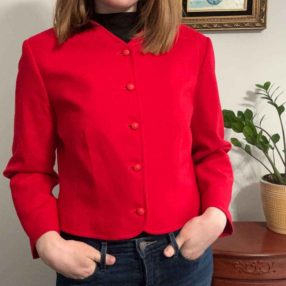 Vintage Pendleton 100% Virgin Wool Red Blazer with Buttons Size 12